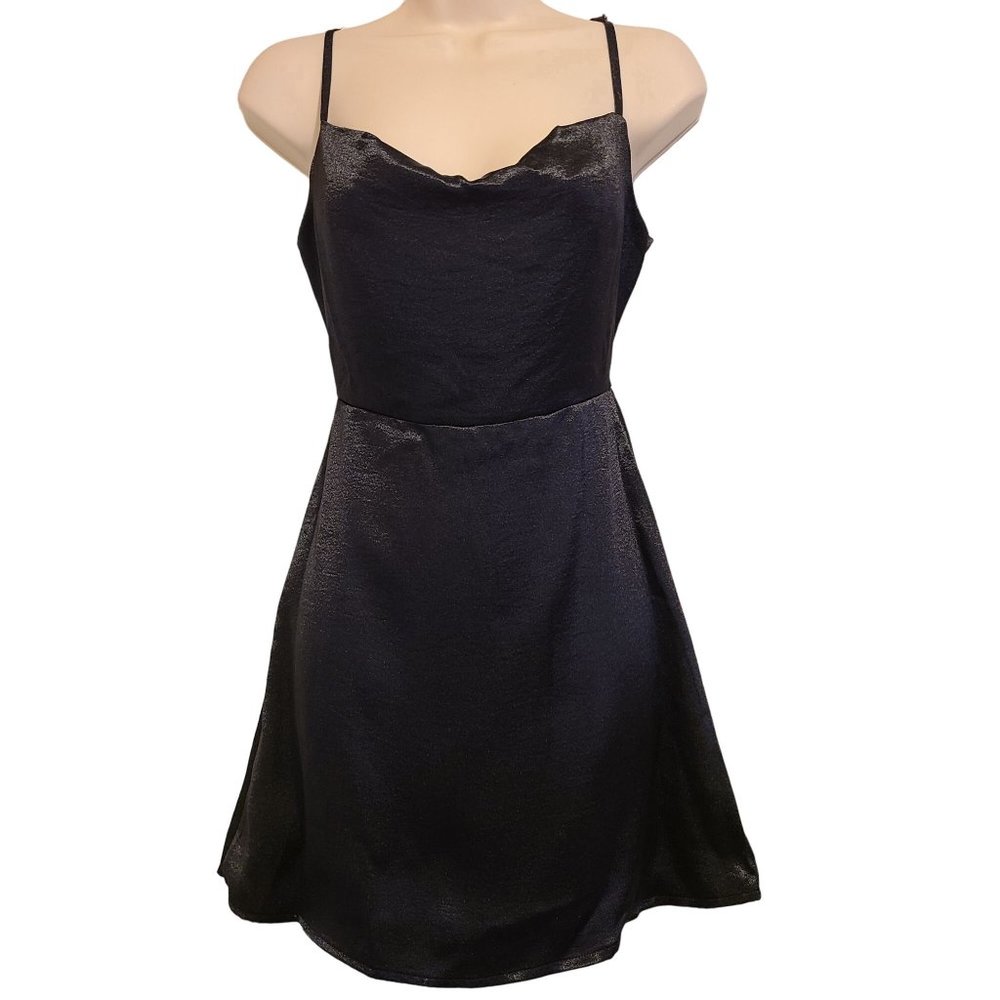 Wild Fable Womens Sleeveless A Line Satin Mini Dress Black Size XL Adjustable
